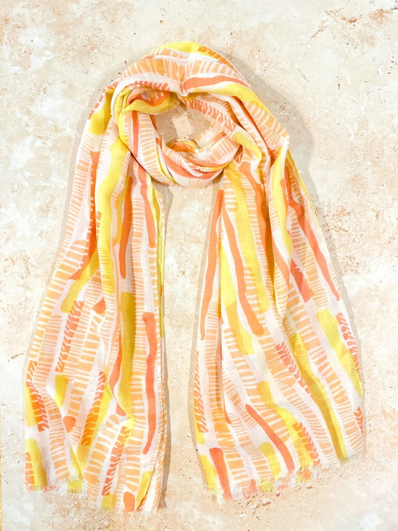Striped Print Lightweight Scarf Yellow