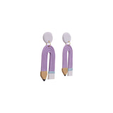 Teacher Purple Pencil Earrings