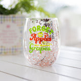 Teacher Grapes Glitter Wine Glass