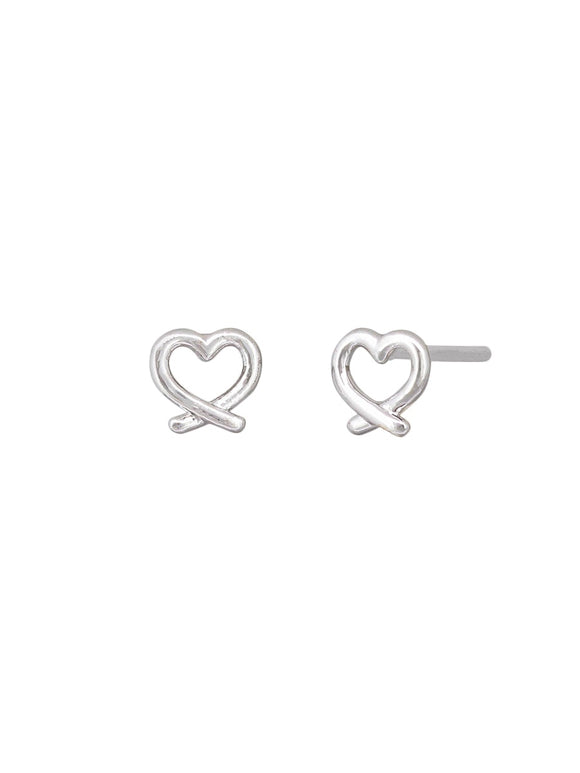 Earring - Pretzel Heart Studs Silver