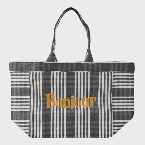 Bonjour Recycled Large Tote - Black/ White