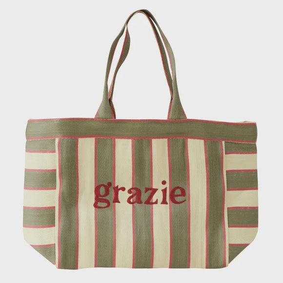 Grazie Recycled Large Tote - Olive