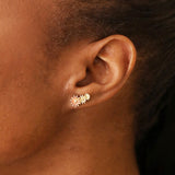 Earrings - Triple Enamel Flower Studs Gold
