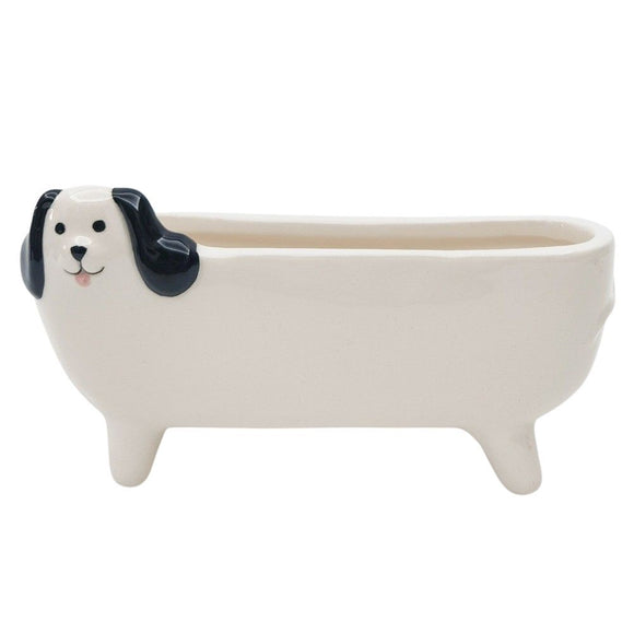 Long Dog Planter - Black & White