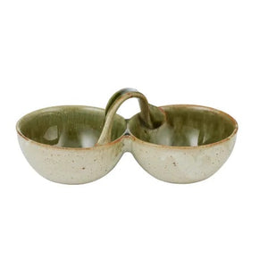 Urna Ceramic Double Bowl - Olive
