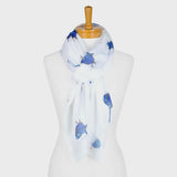 Wren Bird Scarf - White/Blue