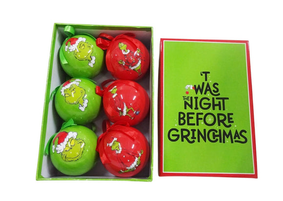 Grinch Baubles Set 6 - 'T was the night before Grinchmas