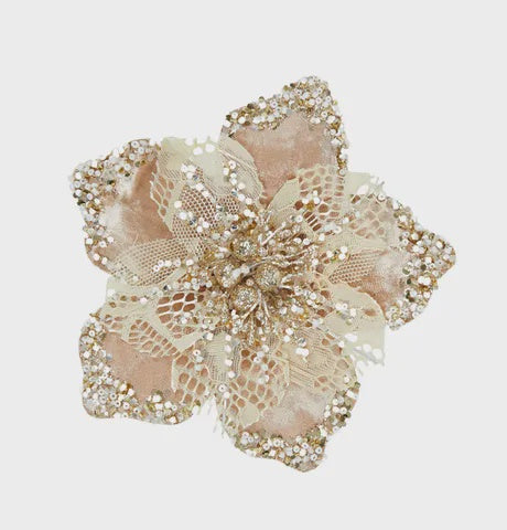 Flower Clip - Gold/Beige