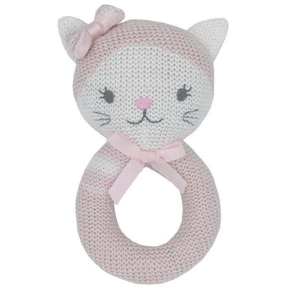 Knitted Hand Rattle - Daisy the Cat