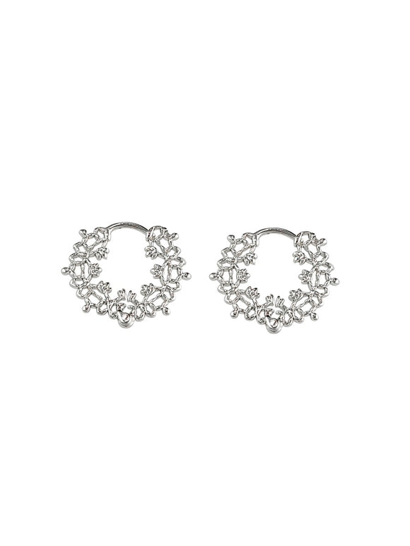 Earrings - Lace Huggies Silver