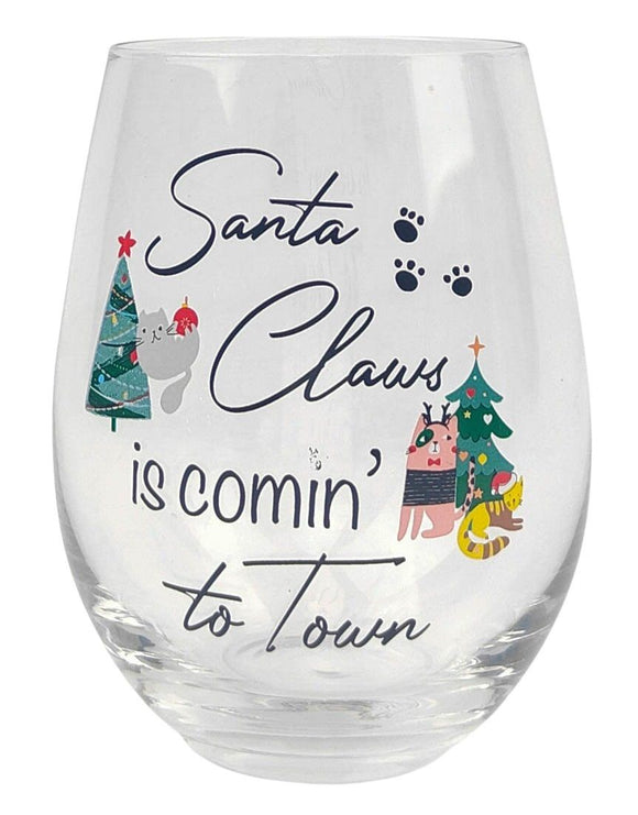 Wine Tumbler - Santa claws Is Comin' To Town