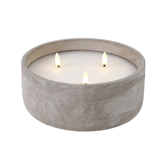 LED Candle - Que Cement Round 3 Wick