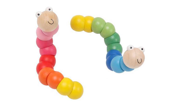 Wooden Jointed Worm - Bright Assorted