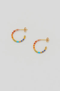 Earrings - Rainbow Beaded Hoop