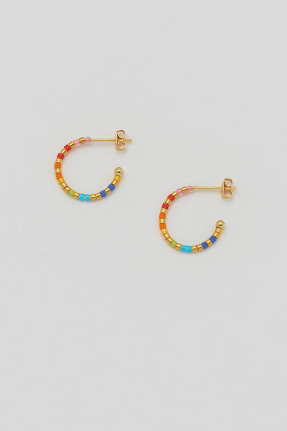 Earrings - Rainbow Beaded Hoop