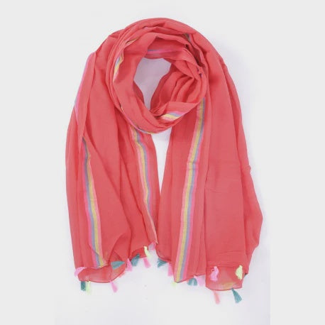 Scarf - Neon Stripes Rouge Fonce