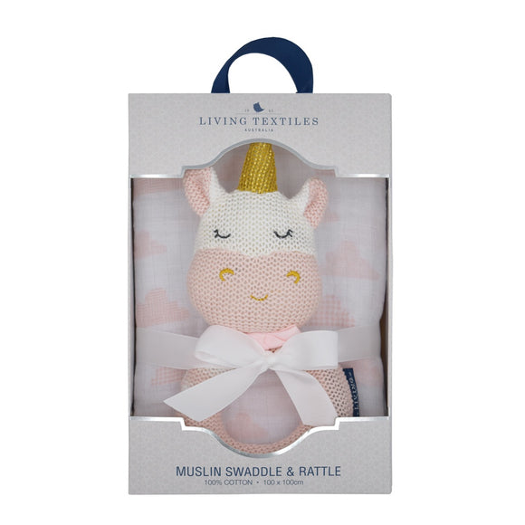 Rattle & Muslin Gift Set - Kenzie the Unicorn