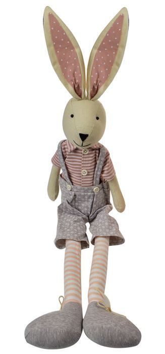 Easter - Bunny Boy w Dangly Leg- Pink/Grey 70cm