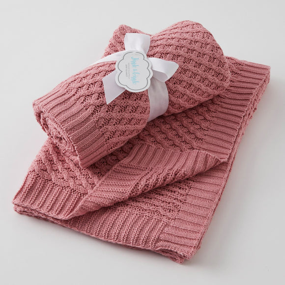 Blanket - Basket Weave Knit - Blush