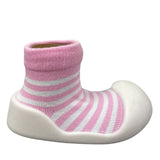 Little Eaton Rubber Soled Socks - Pink Stripe