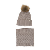 Snood & Beanie Set - Cable Knit Grey