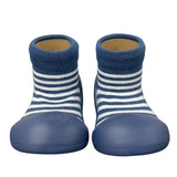 Little Eaton Rubber Soled Socks - Navy Stripe