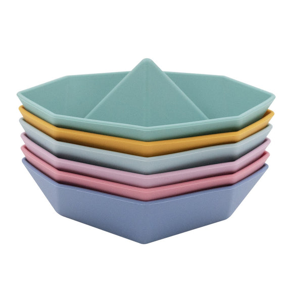 Silicone Origami Bath Boats 6pk - Multicolour