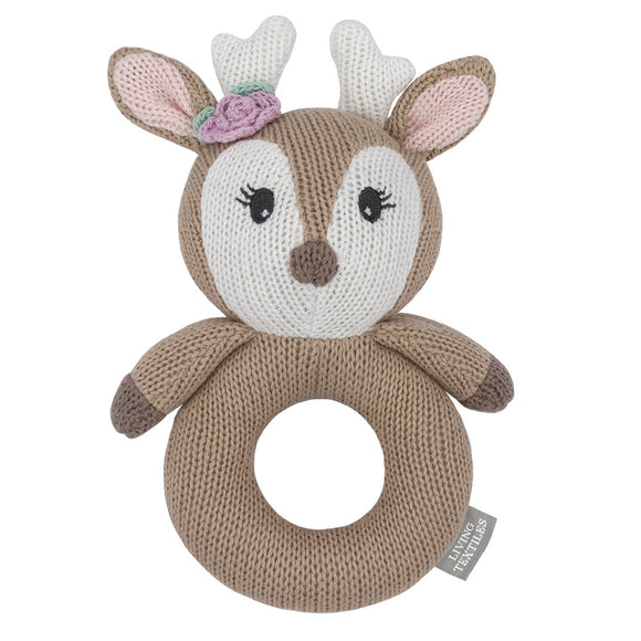 Knitted Hand Rattle - Ava The Fawn