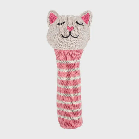 Knitted Hand Rattle - Kitten