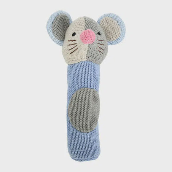 Knitted Hand Rattle - Mouse