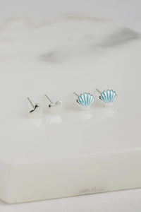 Earring - Shell Stud Set Blue