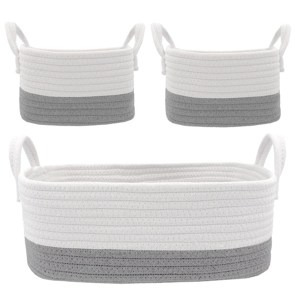 Cotton Rope 3pc Nursery Storage Set - Grey/White