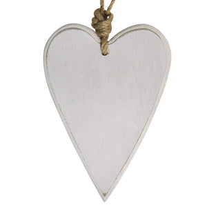 Wooden Hanging Heart - White