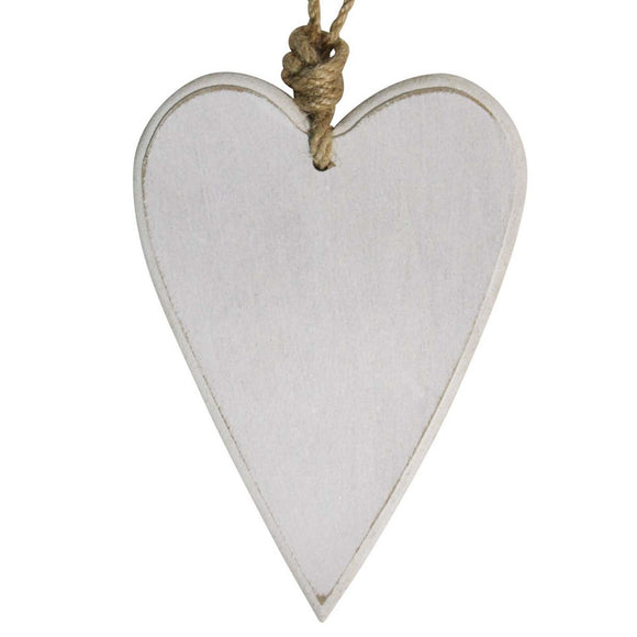 Wooden Hanging Heart - White