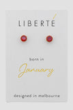 Liberté Birthstone Garnet Crystal Studs - January