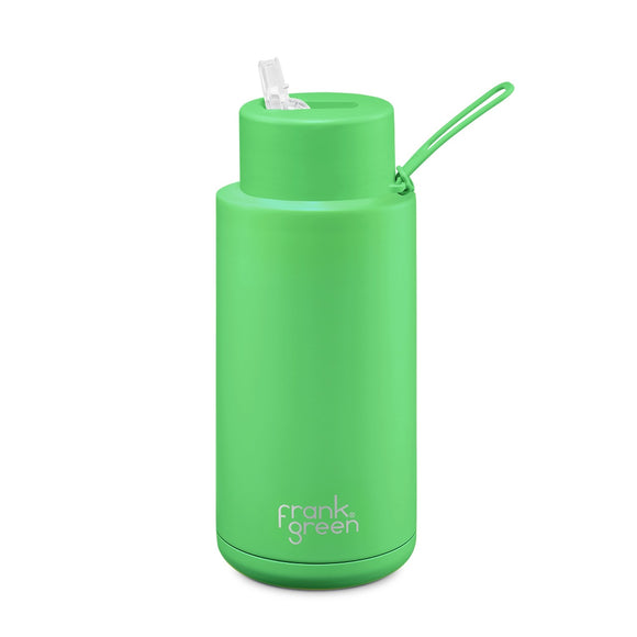 Frank Green - Ceramic Reusable Bottle Straw Lid 34oz Neon Green