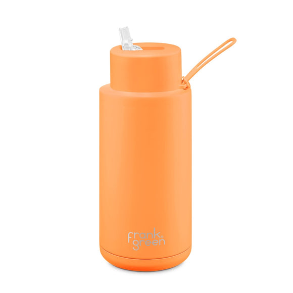 Frank Green - Ceramic Reusable Bottle Straw Lid 34oz Neon Orange
