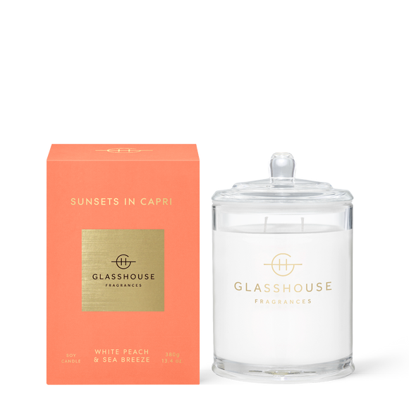 GLASSHOUSE FRAGRANCES Sunsets In Capri Triple Scented Soy Candle