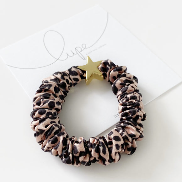 Lupe London Silk Scrunchie - Star Leopard Gold