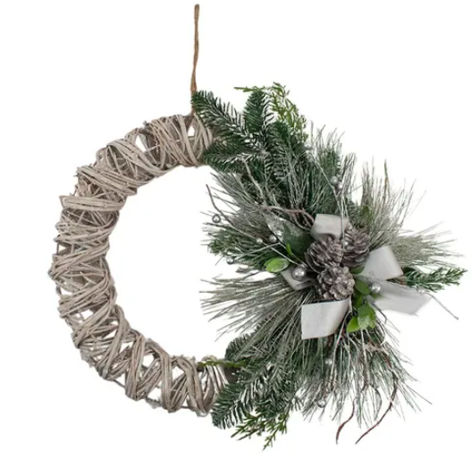 Rattan Wreath with Pine Needles