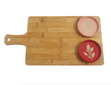 Dish & Wooden Board - Shae Foliage - Pink