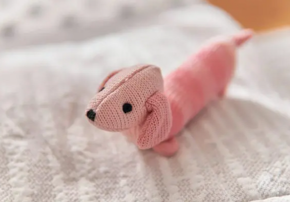 Knitted Hand Rattle - Dachshund