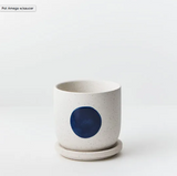 Pot - Amega w/Saucer - White Blue