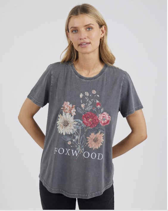 Foxwood Bouquet Tee - Washed Black