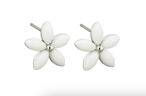 Earrings - White Petal Flower Stud