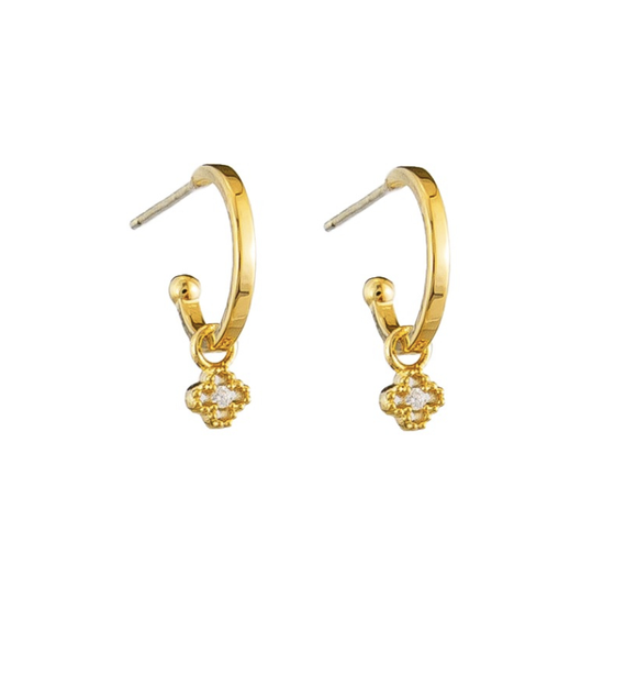 Earrings - Gold Mini Flower Huggie