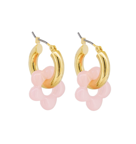 Earrings - Pink Spinnings Flower Hoops