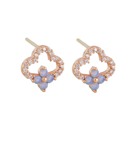 Earrings - Crystal Flower Cloud Rose Gold