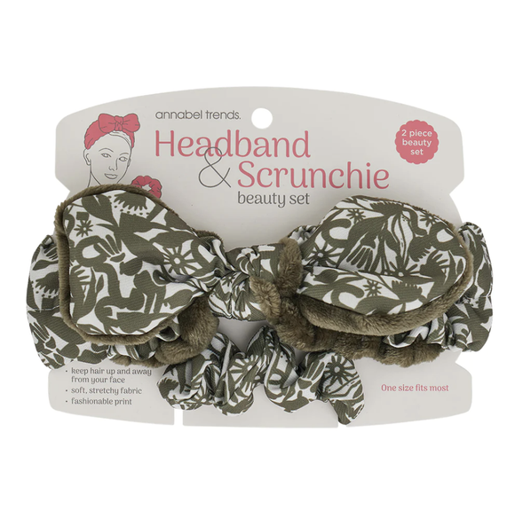 Printed Headband & Scrunchie Set - Abstract Gum