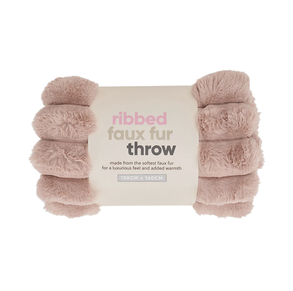 Throw Ribbed Fur - Dusty Pink